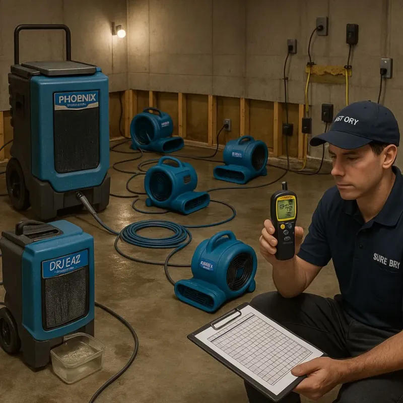 Structural Drying and Dehumidification process in Newburyport, MA